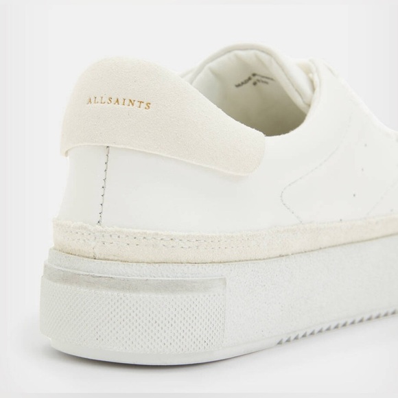 All Saints Trish Suede Platform Trainers in Chalk White Size 10 - Picture 3 of 10